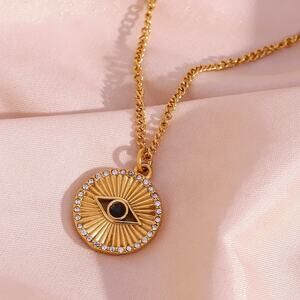 Evil‎ Eye 18K Gold Plated Zircon Pendant Necklace Protection